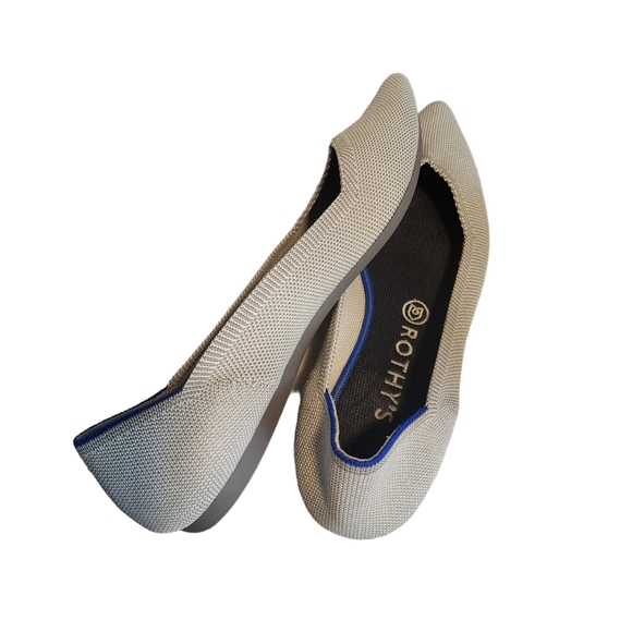 EUC *Retired* Rothy's Light Grey Flax Birdseed The Point Flat - Picture 8 of 10